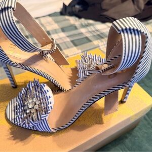 Mix No. 6 Blue and White Striped Heels
